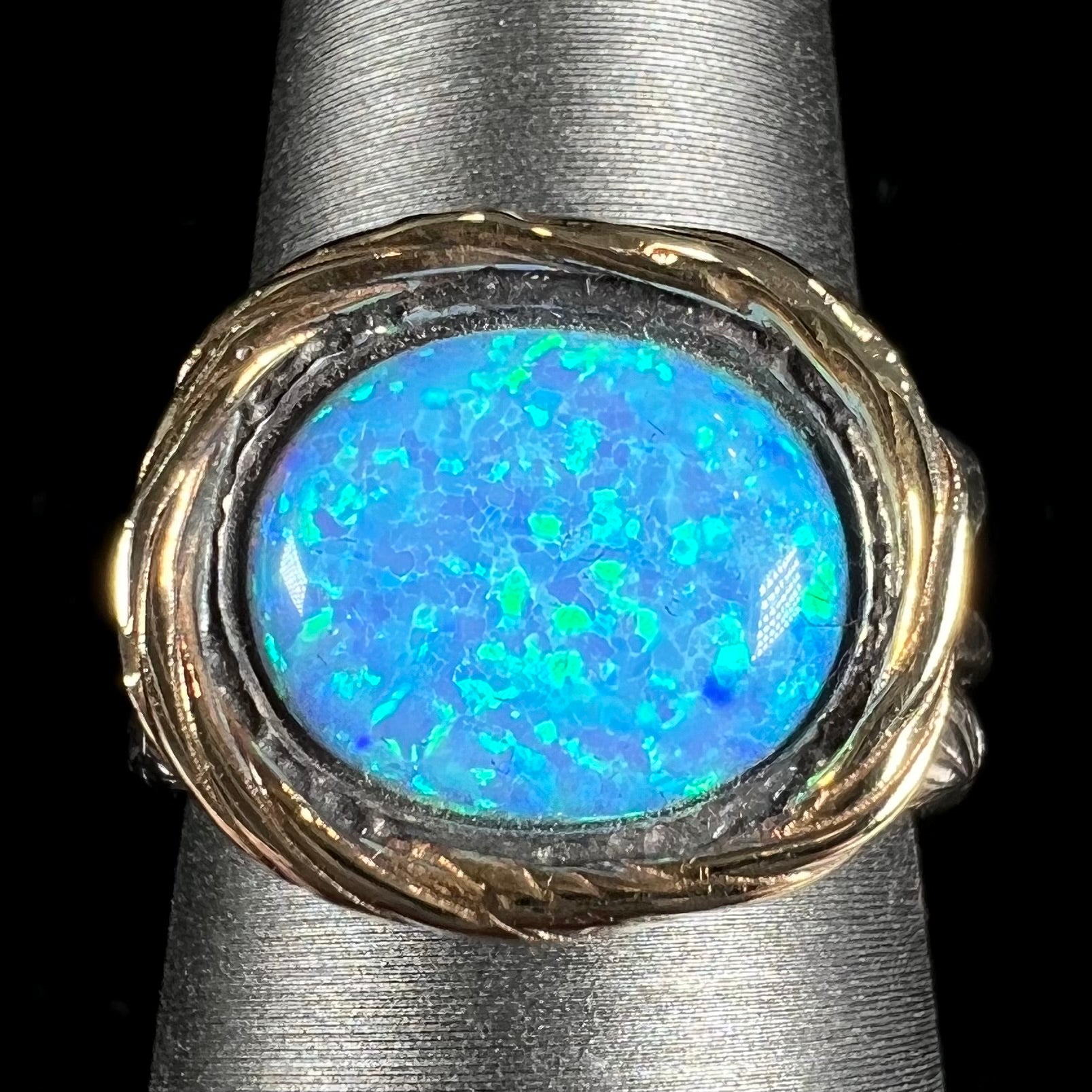 Two-Tone Israeli Designer Kyocera Opal Spinner Ring | Burton's