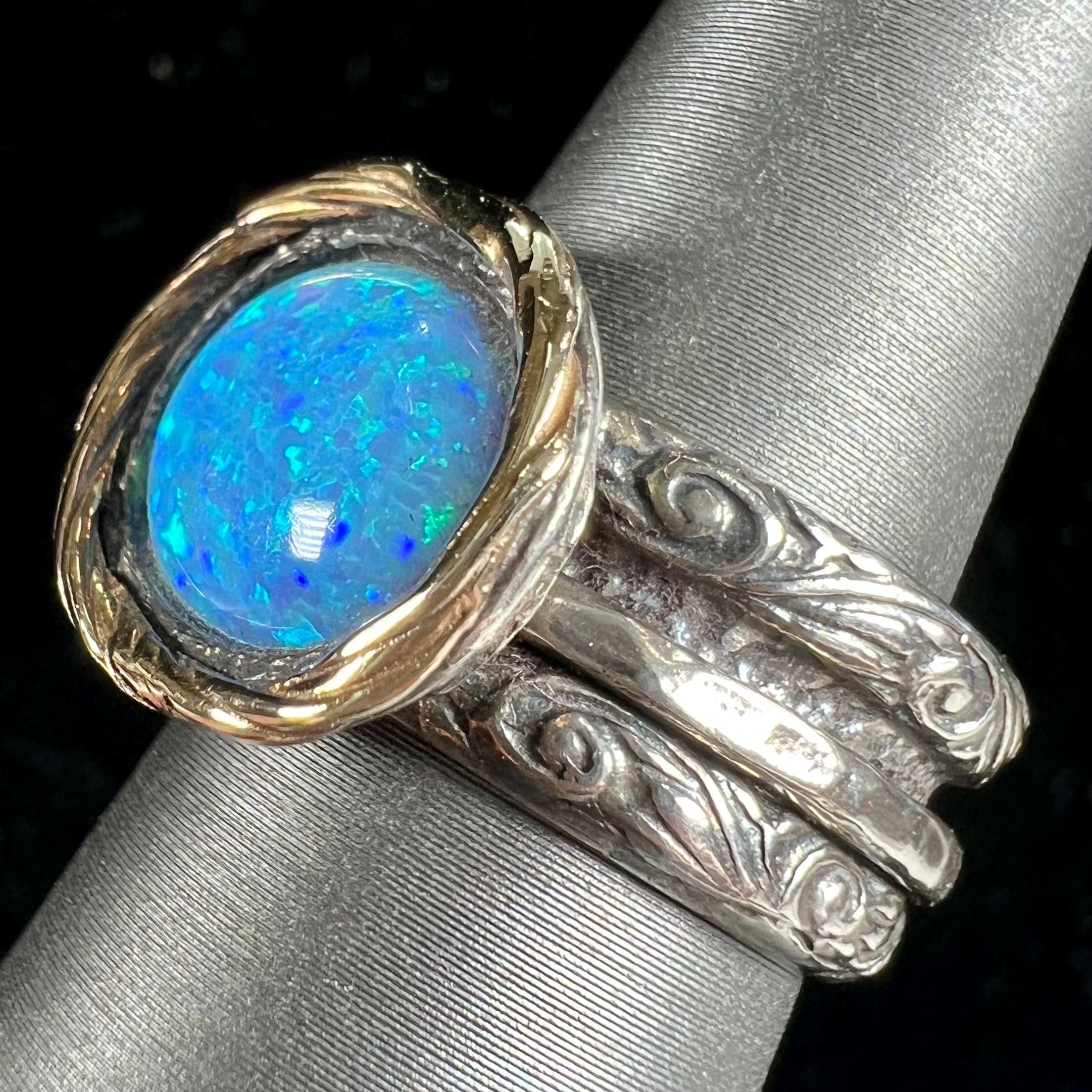 Two-Tone Israeli Designer Kyocera Opal Spinner Ring | Burton's