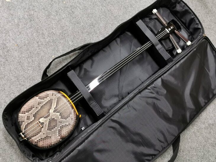 沖縄 三線 蛇皮 沖縄三味線 合皮 ヘビ皮柄 ケース付属 沖縄 三線 特上
