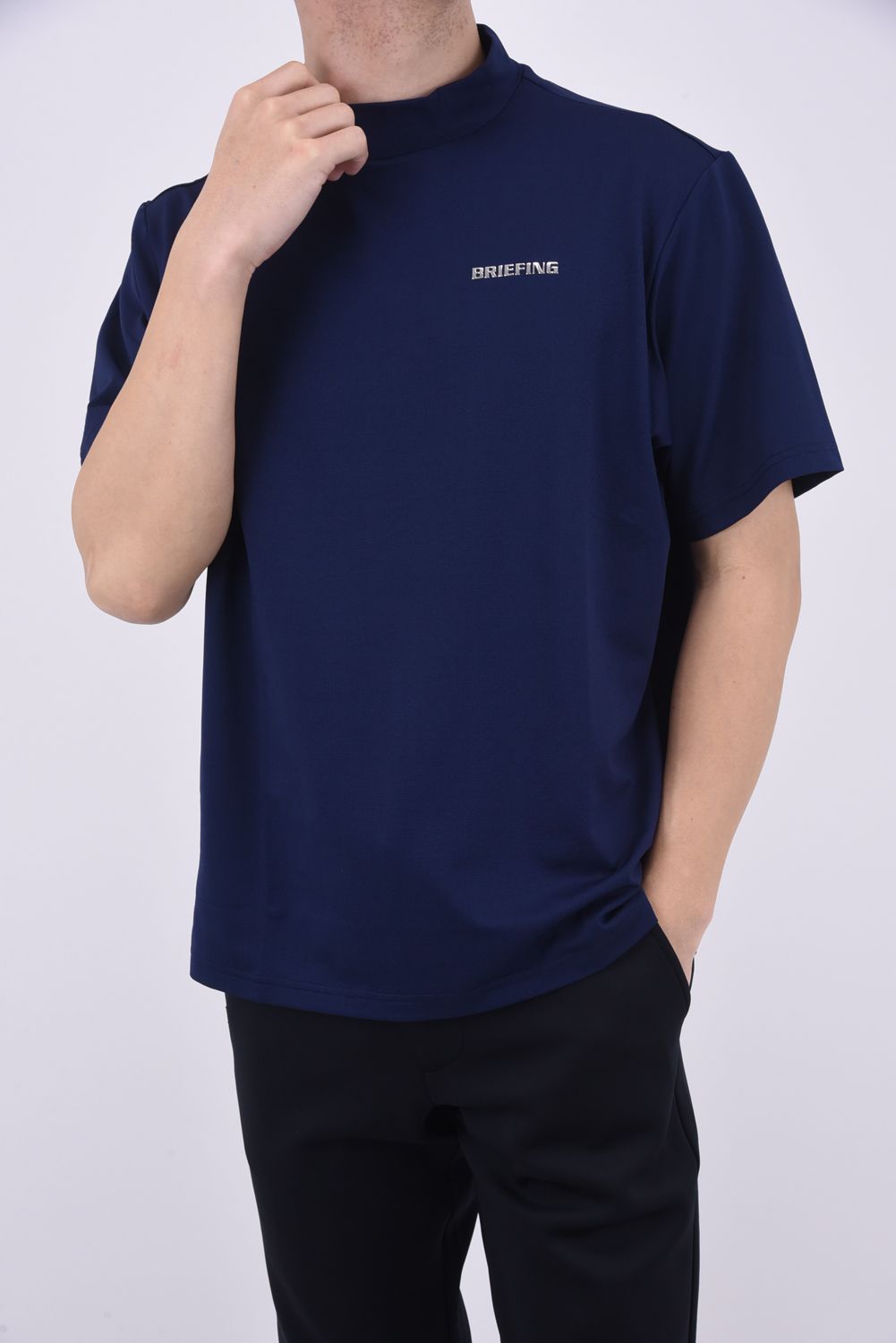 BRIEFING モックネックゴルフシャツネイビーL サイズ