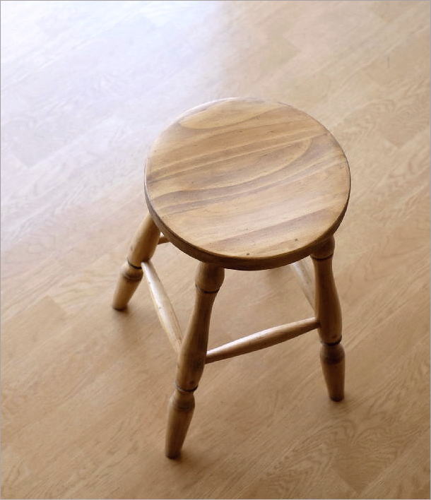 スツール 木製 丸椅子 おしゃれ キッチン パイン材 無垢 天然木 レトロ