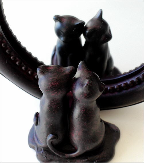 鏡 卓上ミラー 猫 ネコ ねこ 雑貨 置物 オブジェ インテリア グッズ