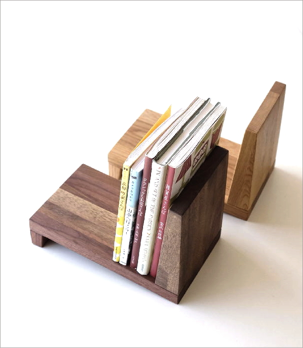 ブックスタンド 木製 本立て シンプル ナチュラル 木 無垢材 卓上 机上