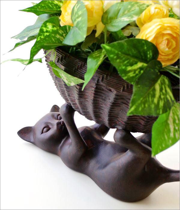 小物入れ かご 編み籠 猫 雑貨 プランターカバー 鉢カバー ねこ