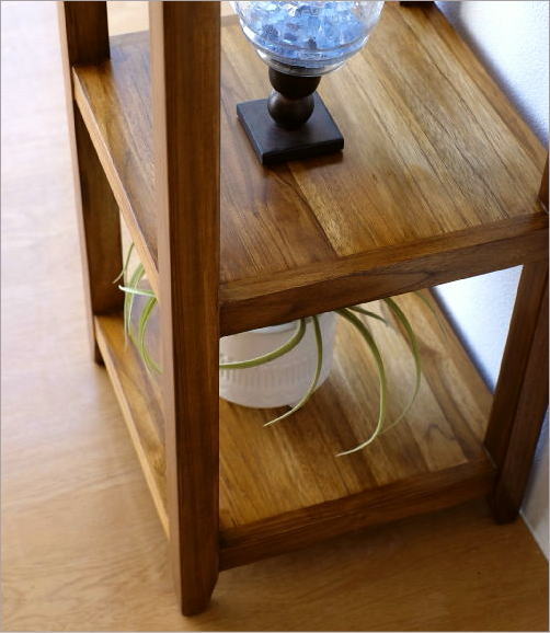 オープンシェルフ 飾り棚 チーク 無垢材 4段 チークスリムハイラック