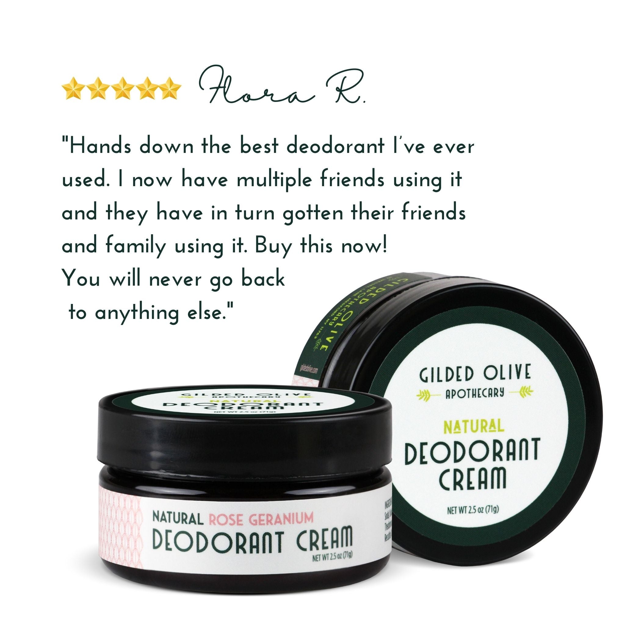Natural Deodorant Cream, Rose-Geranium - Gilded Olive Apothecary