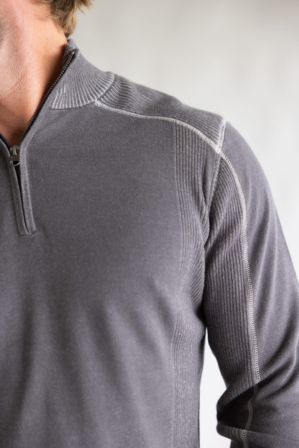 1897 Original 1/4 Zip Mock Neck Sweater for Men in Grey | 1973GL
