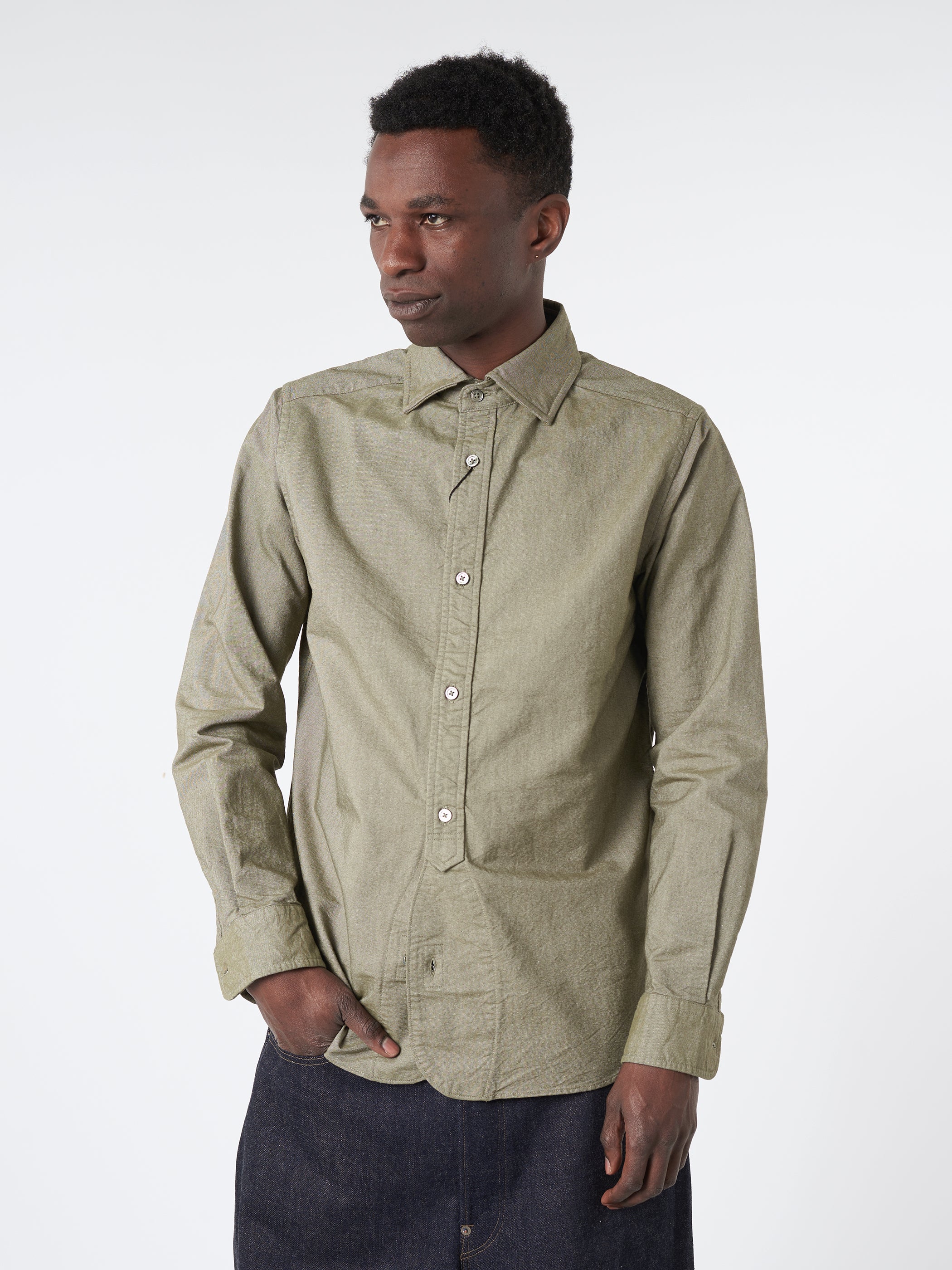 Nigel Cabourn - British Officers Shirt in Dark Green – gravitypope