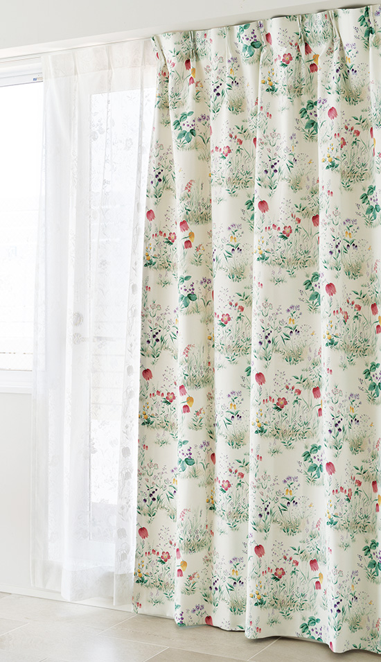 花柄カーテン フリチラリア