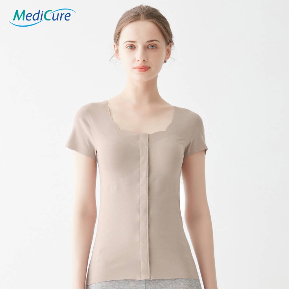 前あきカップ付2分袖インナー NP0038 :レディース トップス