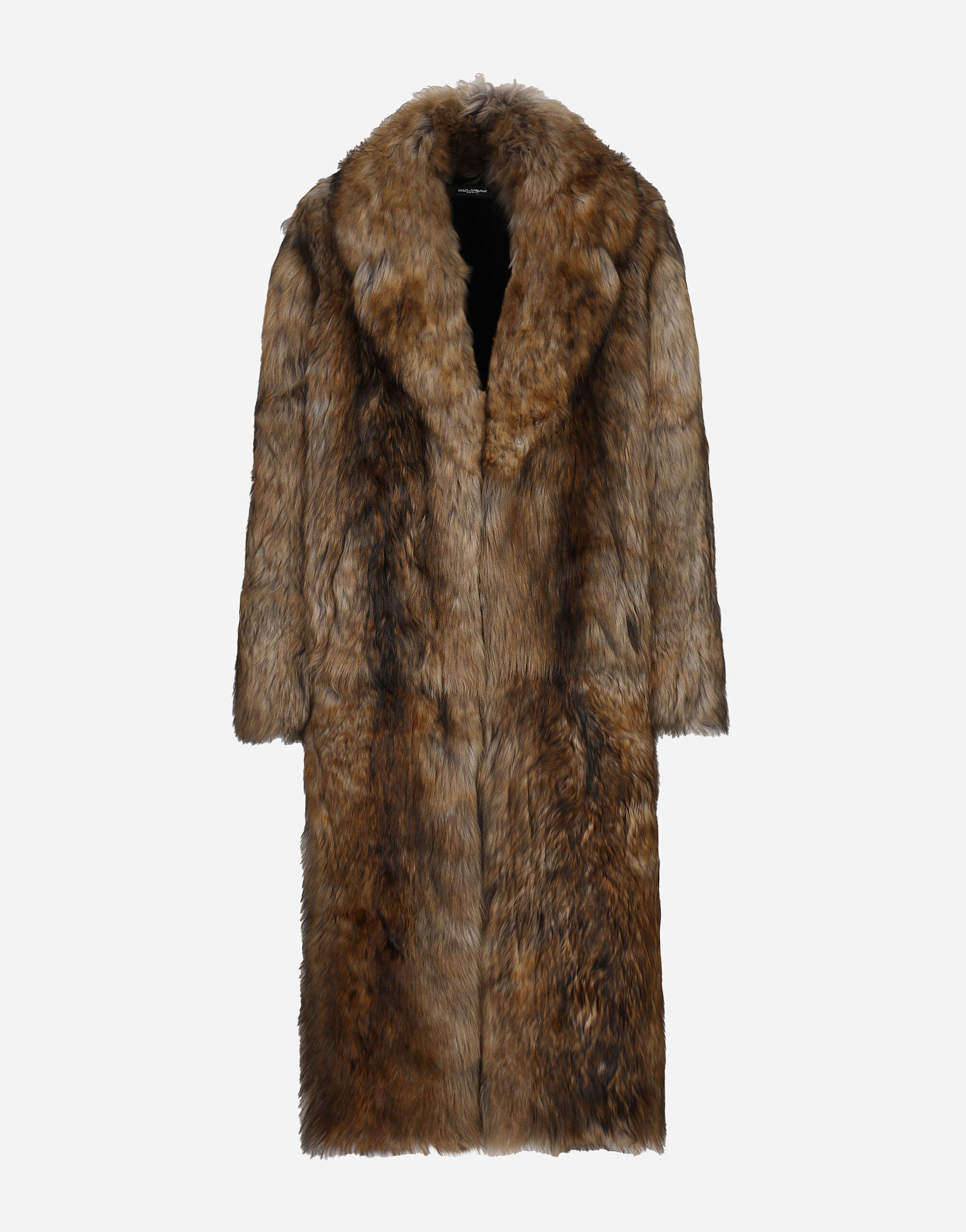 Long-haired shearling coat in Multicolor for Men | Dolce&Gabbana® US