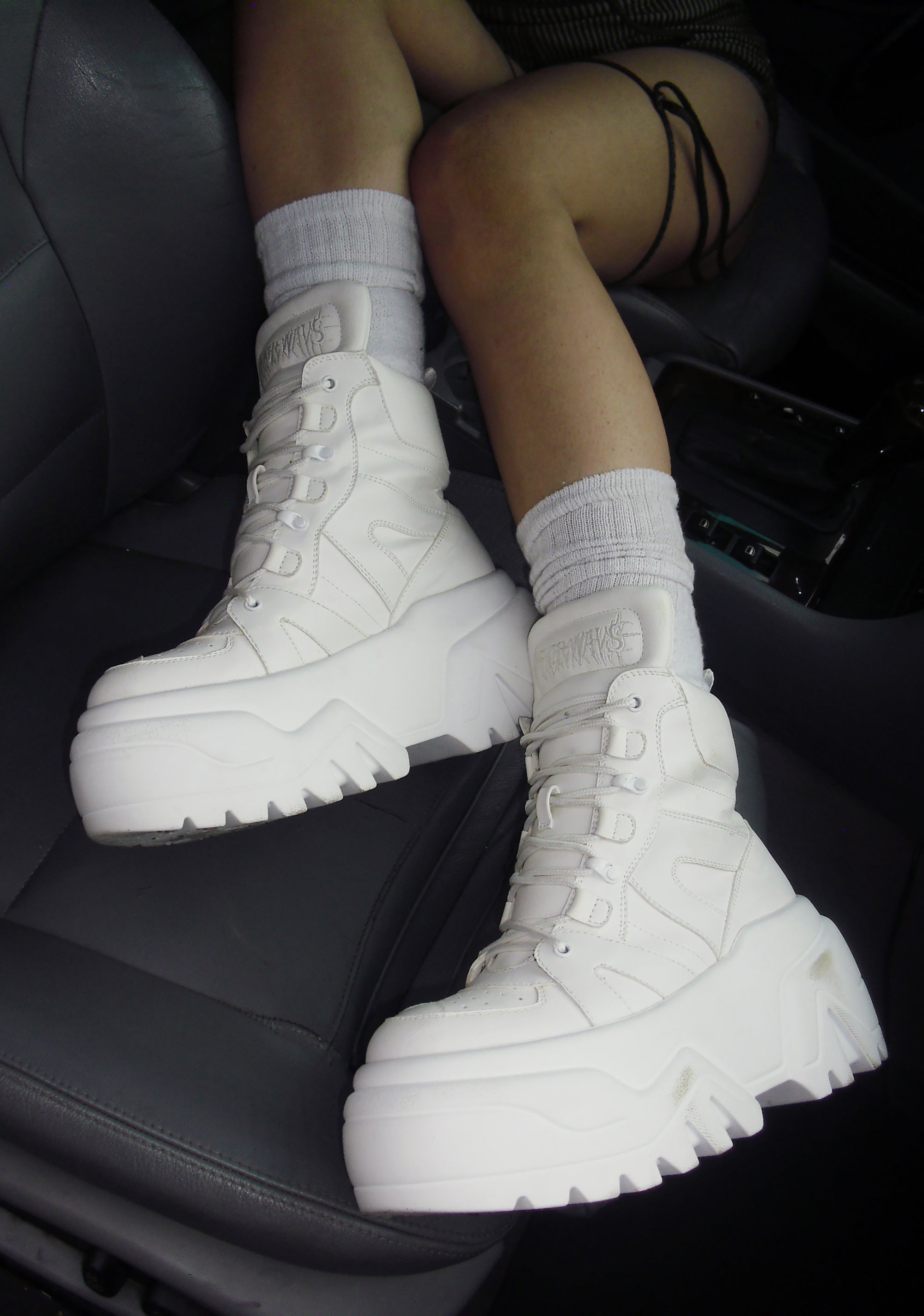 Darker Wavs Vegan Leather High Top Platform Sneakers - White