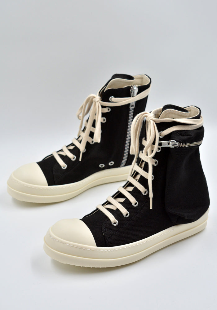 RICK OWENS DRKSHDW CARGO DENIM SNEAKERS BLACK/MILK | DOHABURI shop