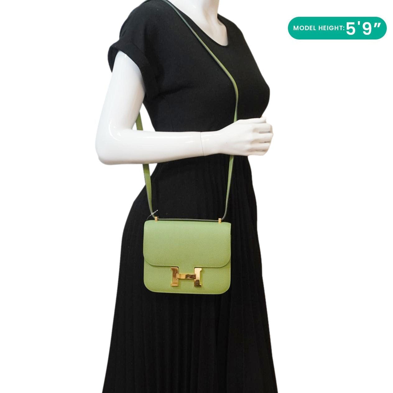 HERMES Constance 18 Epsom Leather Green Crossbody Bag