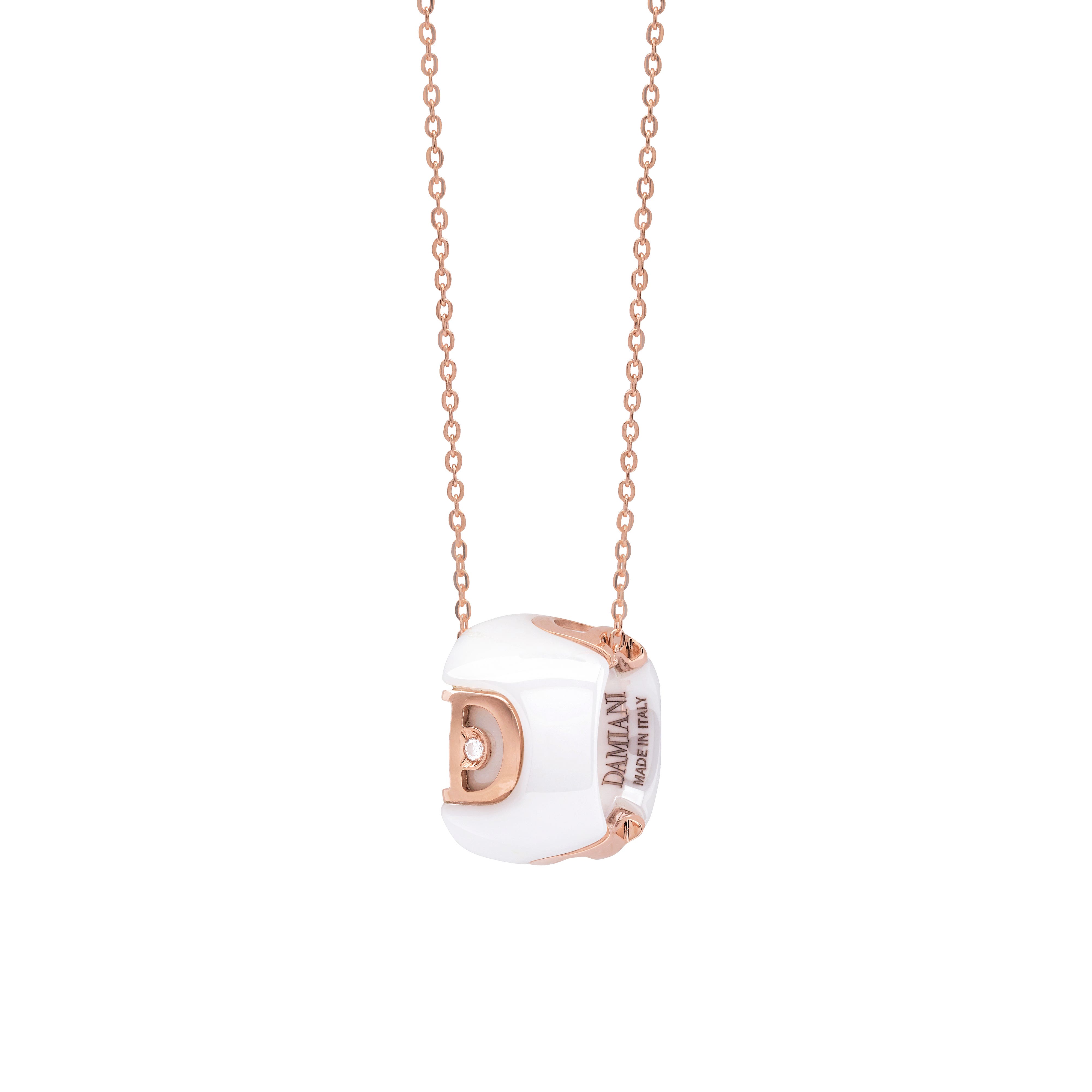 セラミック、ピンクゴールド、ダイヤモンド ネックレス - Damiani D.ICON
