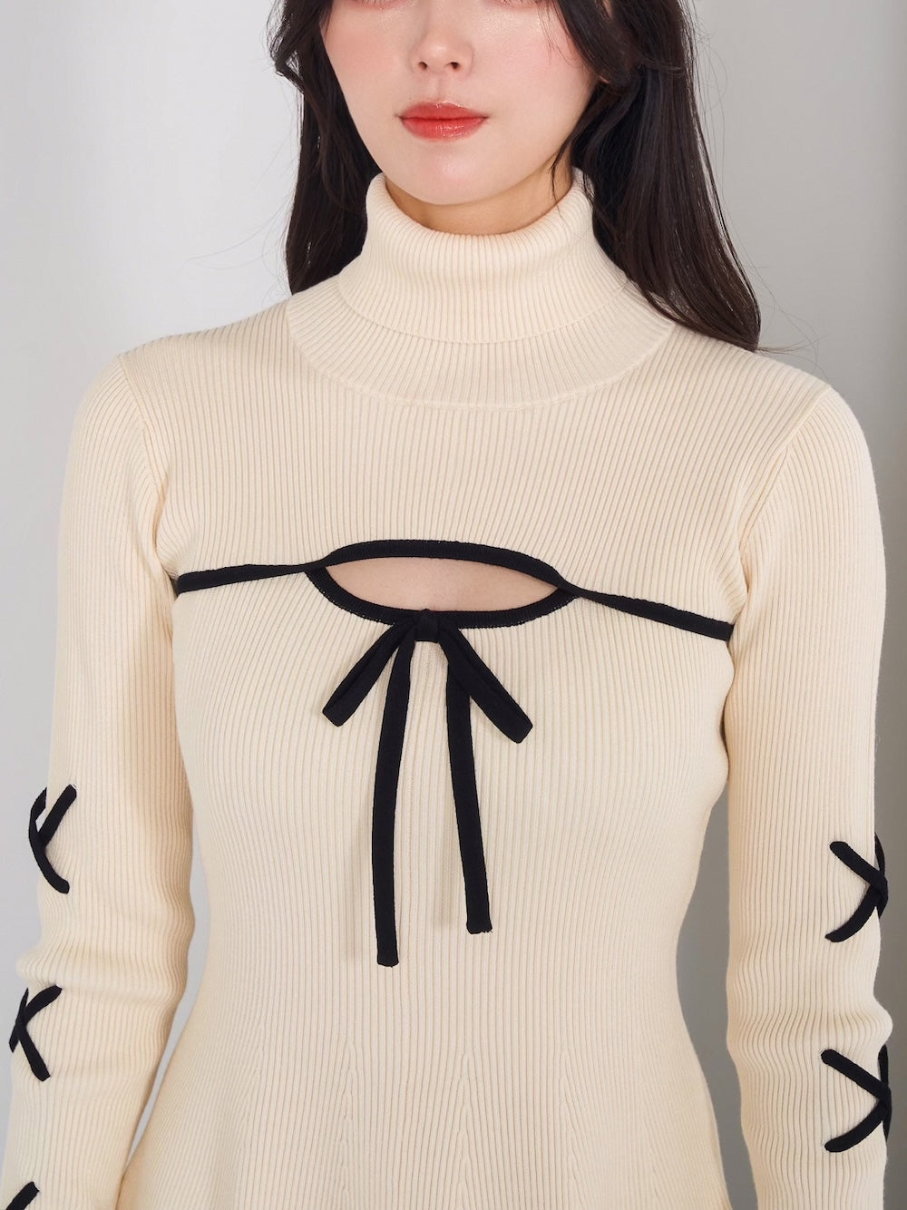 バイカラーリボンデザインニットミニワンピース – Darich (ダーリッチ)