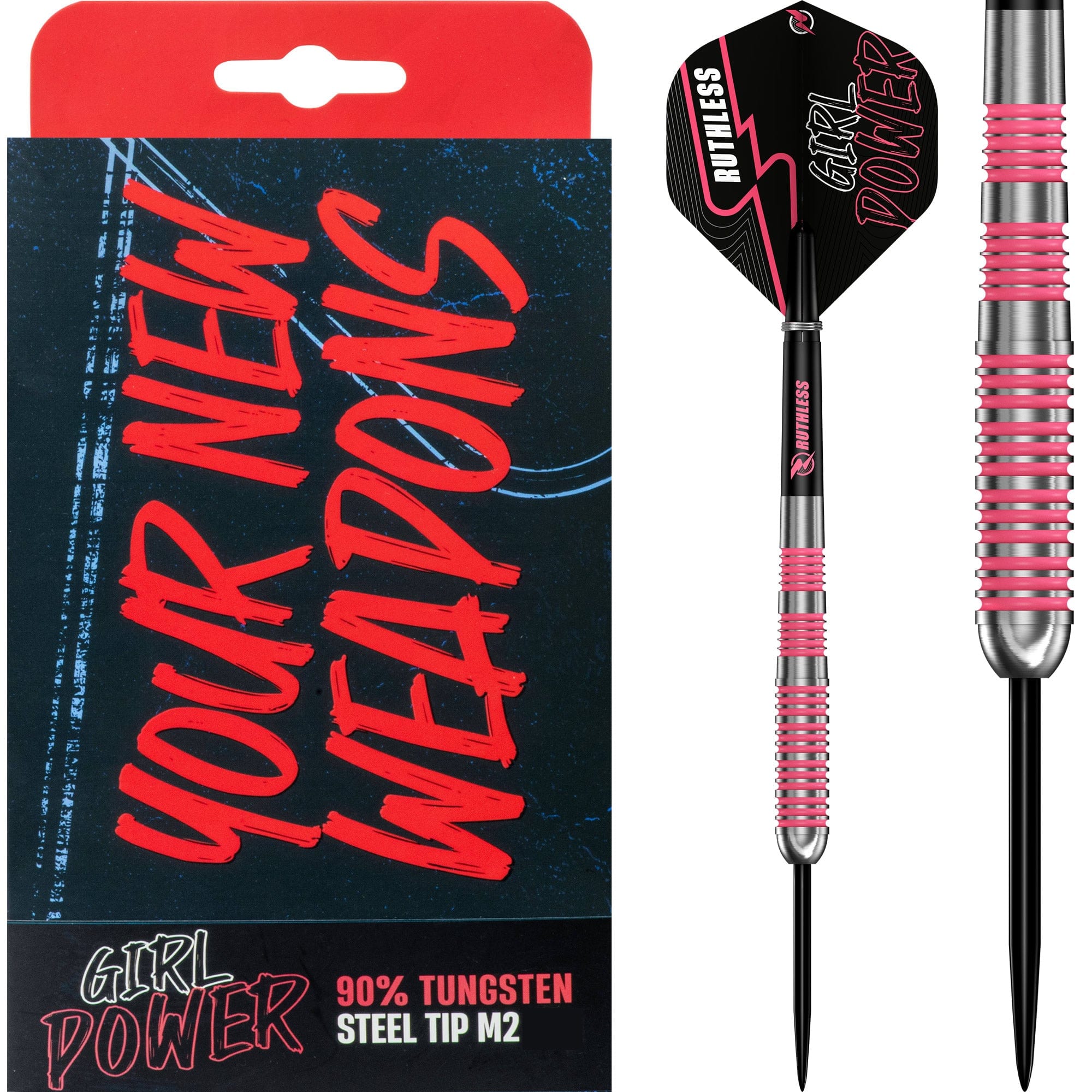 Ruthless Girl Power Darts – 90 % Stahlspitze Wolfram – beringt – rosa