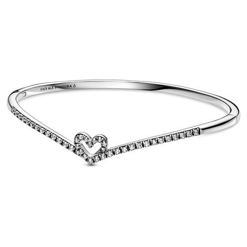 Retired Pandora Sparkling Wishbone Heart Bangle :: Bracelet