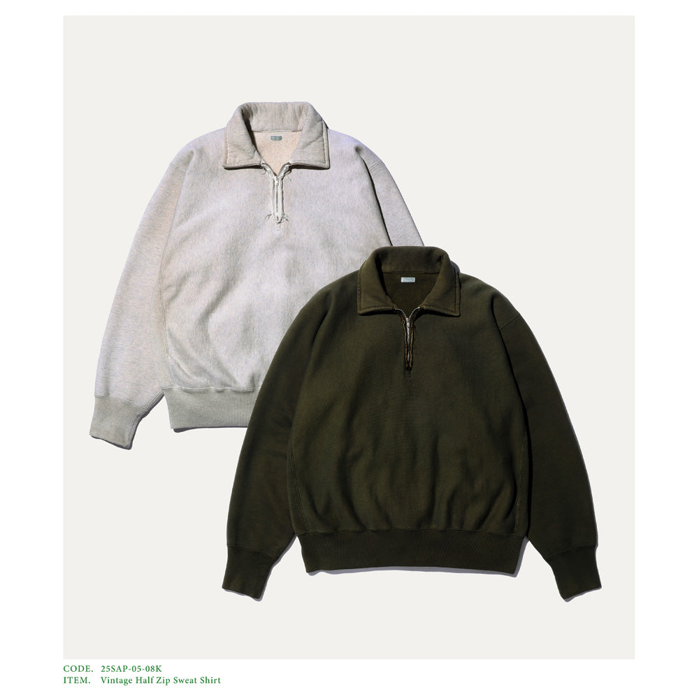 A.PRESSE (ア プレッセ) Vintage Half Zip Sweat Shirt 25SAP-05-08K