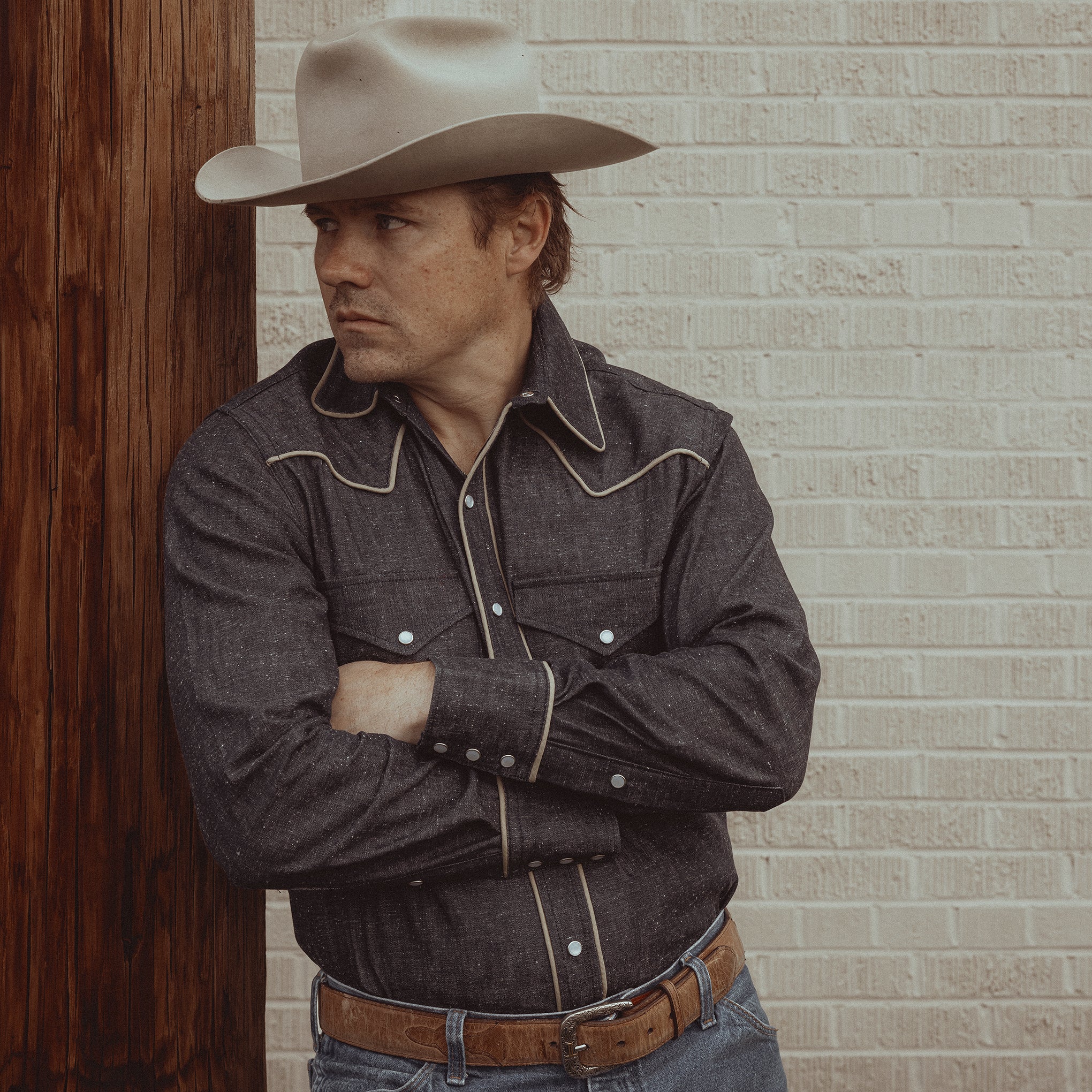 The Roper- Men's Denim Piped Western Shirt - Dixon Rand