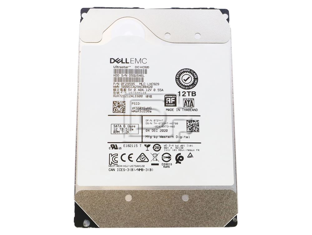 Dell T2YHT / HGST UltraStar He12 0F29595 HUH721212ALE600 12TB 3.5