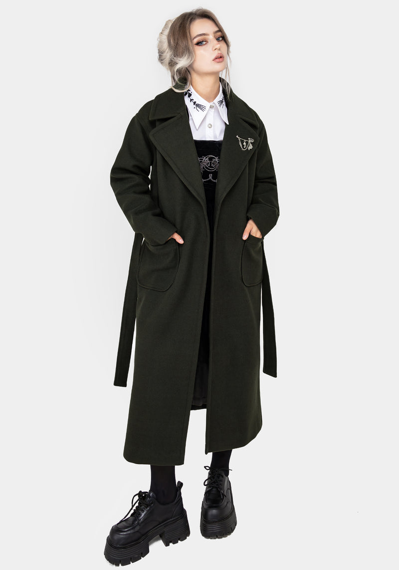Meltdown Oversized Coat with Brooch - Green | Disturbia - Shop