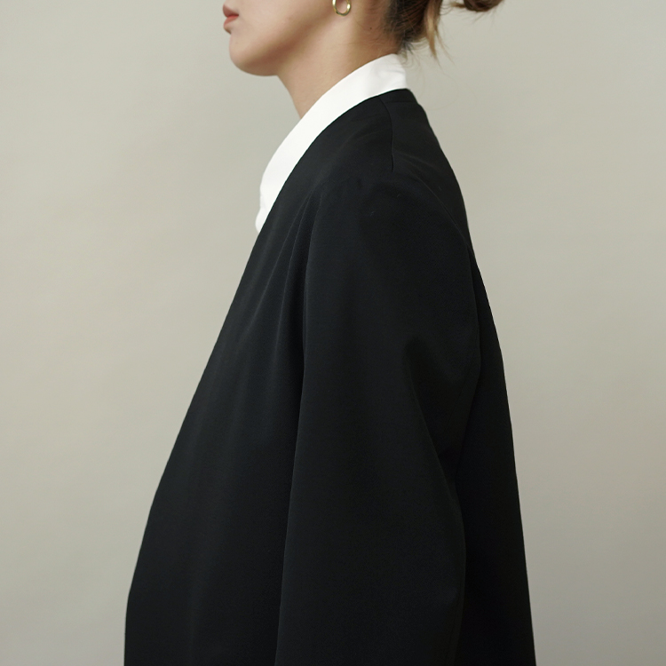 COMPACT WOOL NO-COLLAR JACKET | ATON (WOMEN)(エイトン) | OUTER