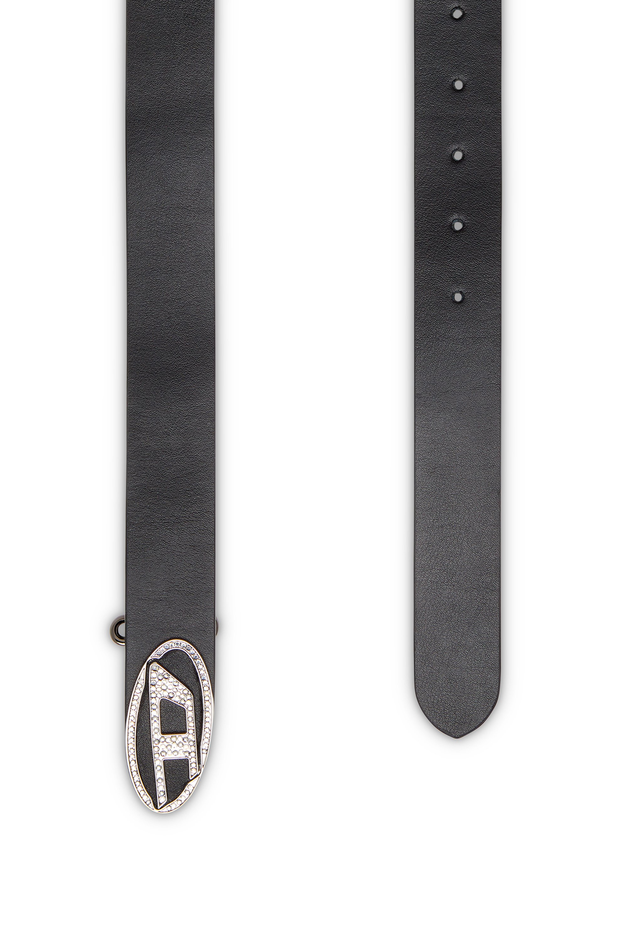 B-1DR STRASS 20 1.9cm slim leather belt with crystal buckle