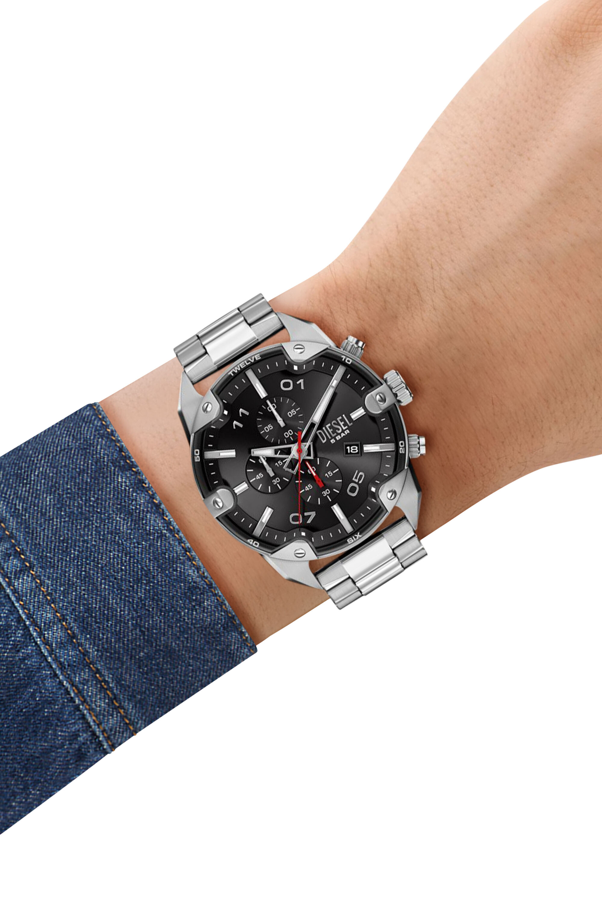 DZ4709 WATCH Spiked Stainless Steel Watch｜シルバー｜メンズ｜DIESEL