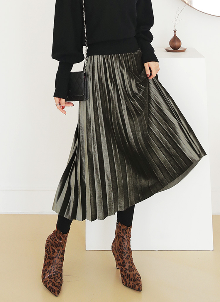 ウエストゴムベロアプリーツスカート | レディースファッション通販