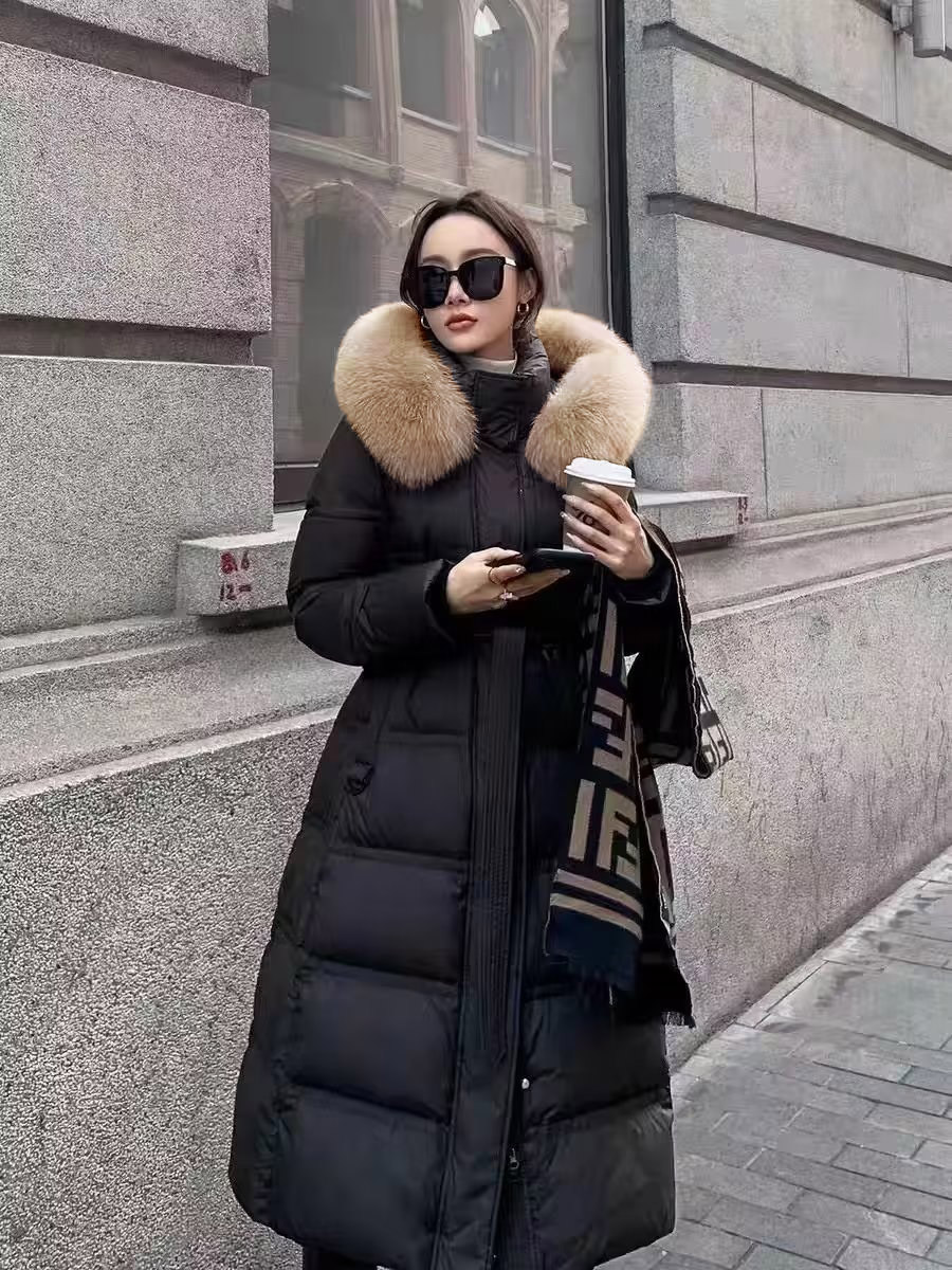 ベルト付ファーハイネックロングダウンジャンパー | レディース