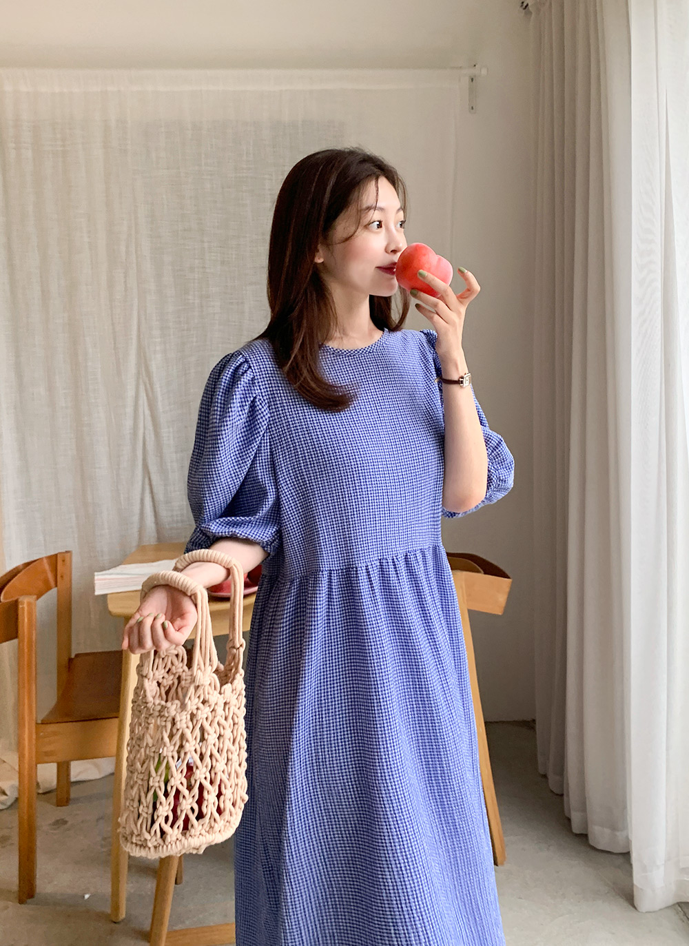 Puffギンガムワンピース