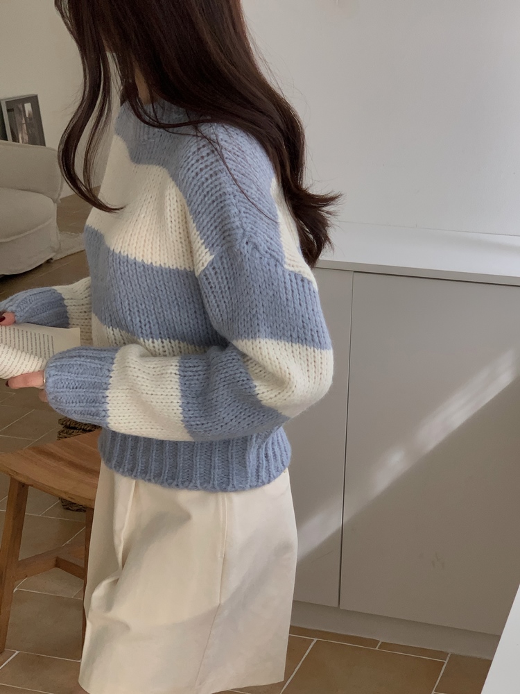 アルパカ混ボーダールーズニット | レディースファッション通販 - DHOLIC