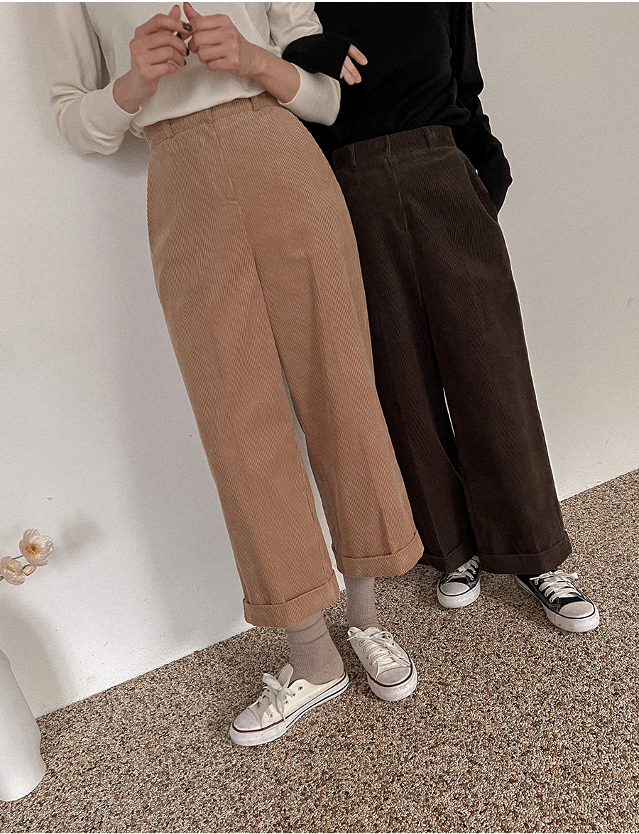 ロールアップワイドコーデュロイパンツ | レディースファッション通販