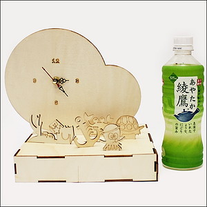 エプロン付 木のお絵かき時計＆貯金箱工作キット 海のなかま W20cm