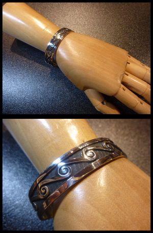 ホピ Stewart・Tewawina・Dacawyma オーバレイ ウォーターウェブ バングル