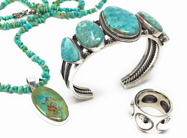 ナバホ 02-0278 アイヴァン・ハワード作 フォックス・ターコイズ 5連