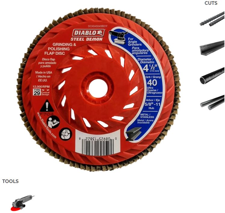 Diablo® Steel Demon™ 4-1/2 in. Flap Disc 40 Grit - with Speed Hub