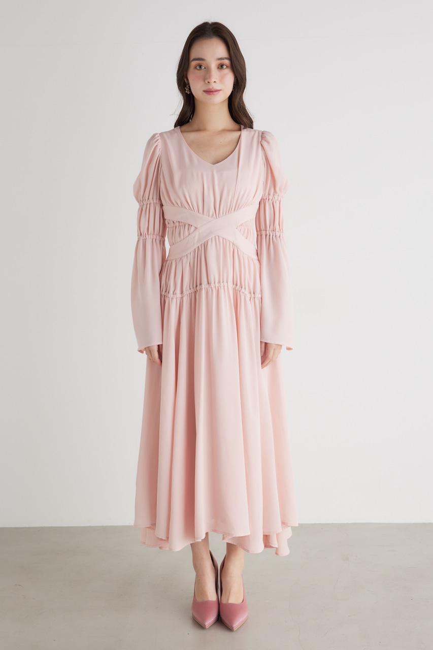 rienda | クロスBELTギャザーフレアOP (ワンピース(ロング） ) |SHEL