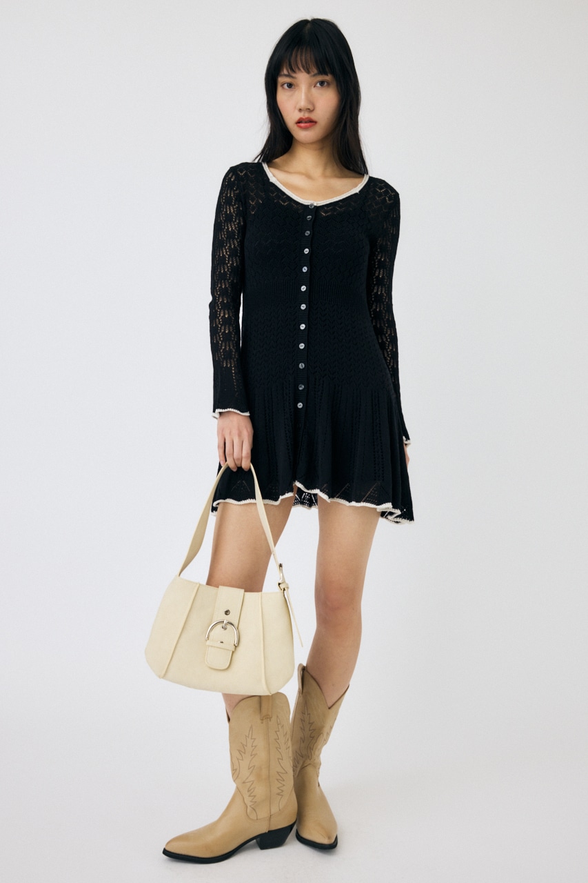 MOUSSY | EYELET LACE KNIT ミニドレス (ワンピース(ミニ・ミディアム
