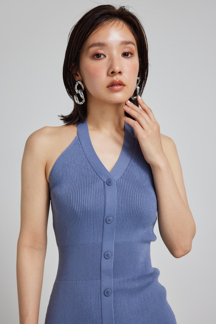 rienda | ホルターネックタイトミニニットワンピース (ワンピース(ミニ