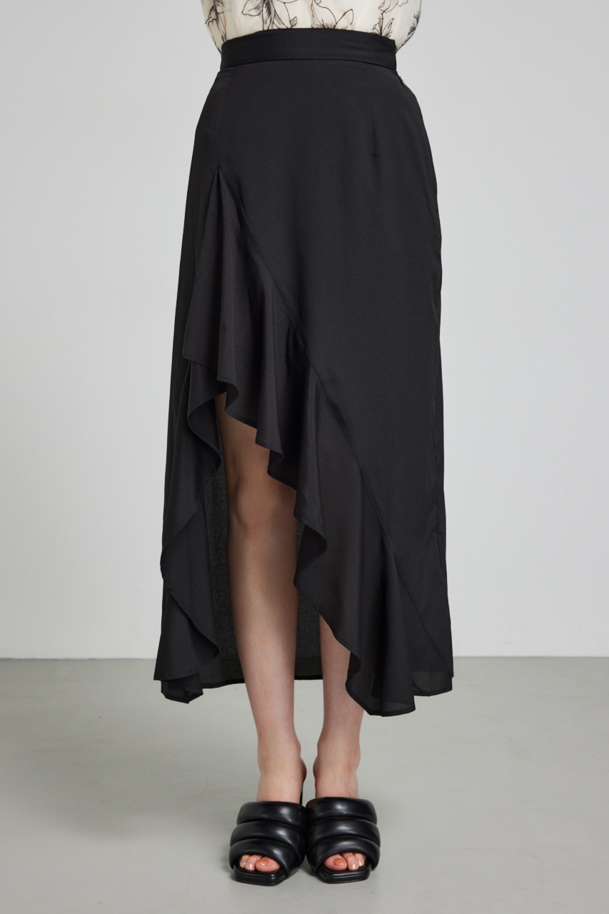 rienda | ラッフルフリルスリットジャストウエストスコショートパンツ