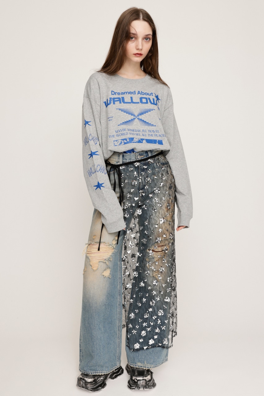 SLY | CREW NECK PRINT トップス (Tシャツ・カットソー(長袖) ) |SHEL