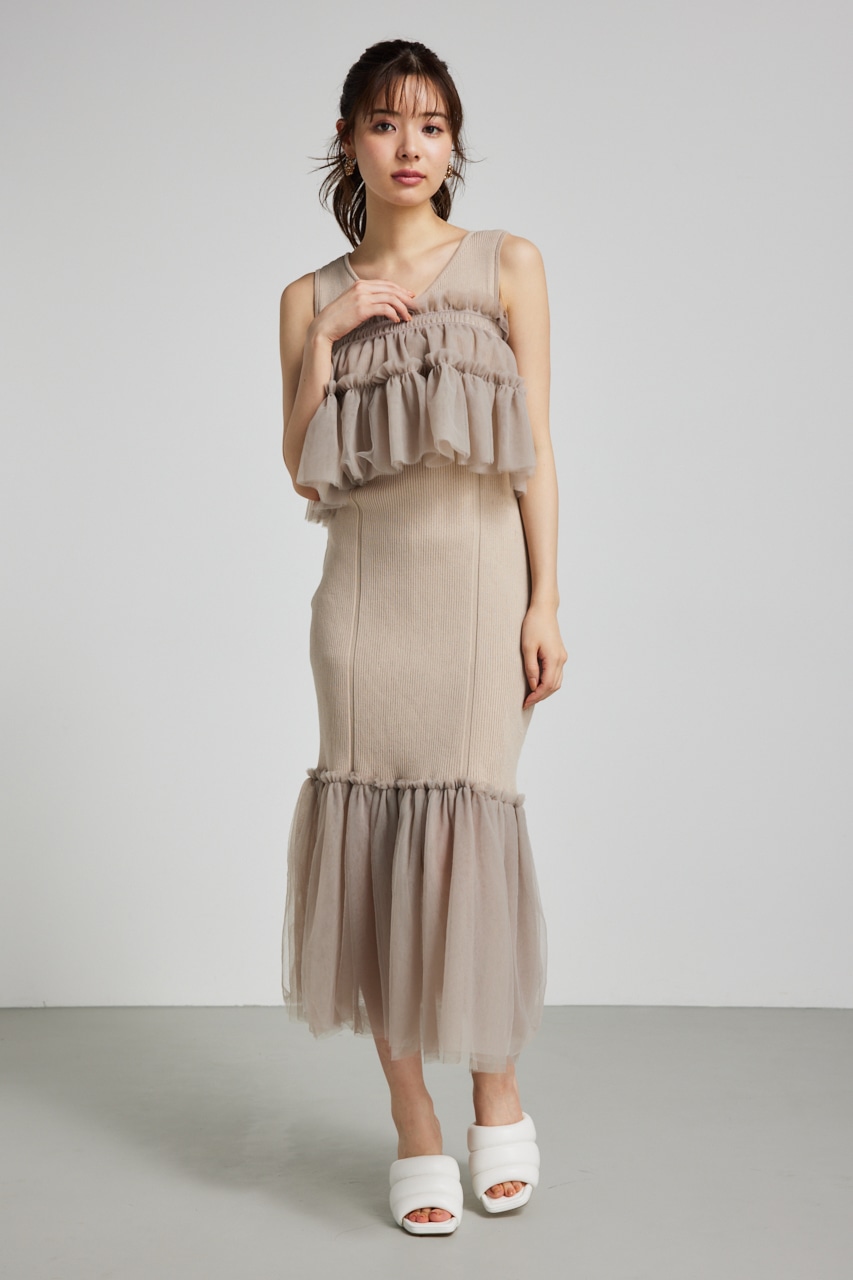 rienda | many wayチュールペプラムset Knit OP (ワンピース(ミニ