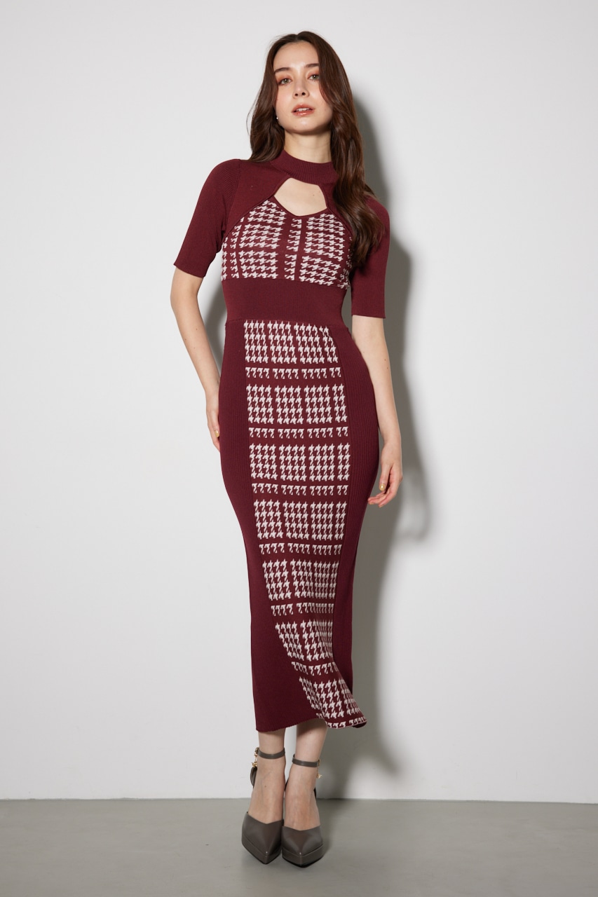 rienda | 2WAY千鳥パターンタイトニットワンピース (ワンピース(ミニ