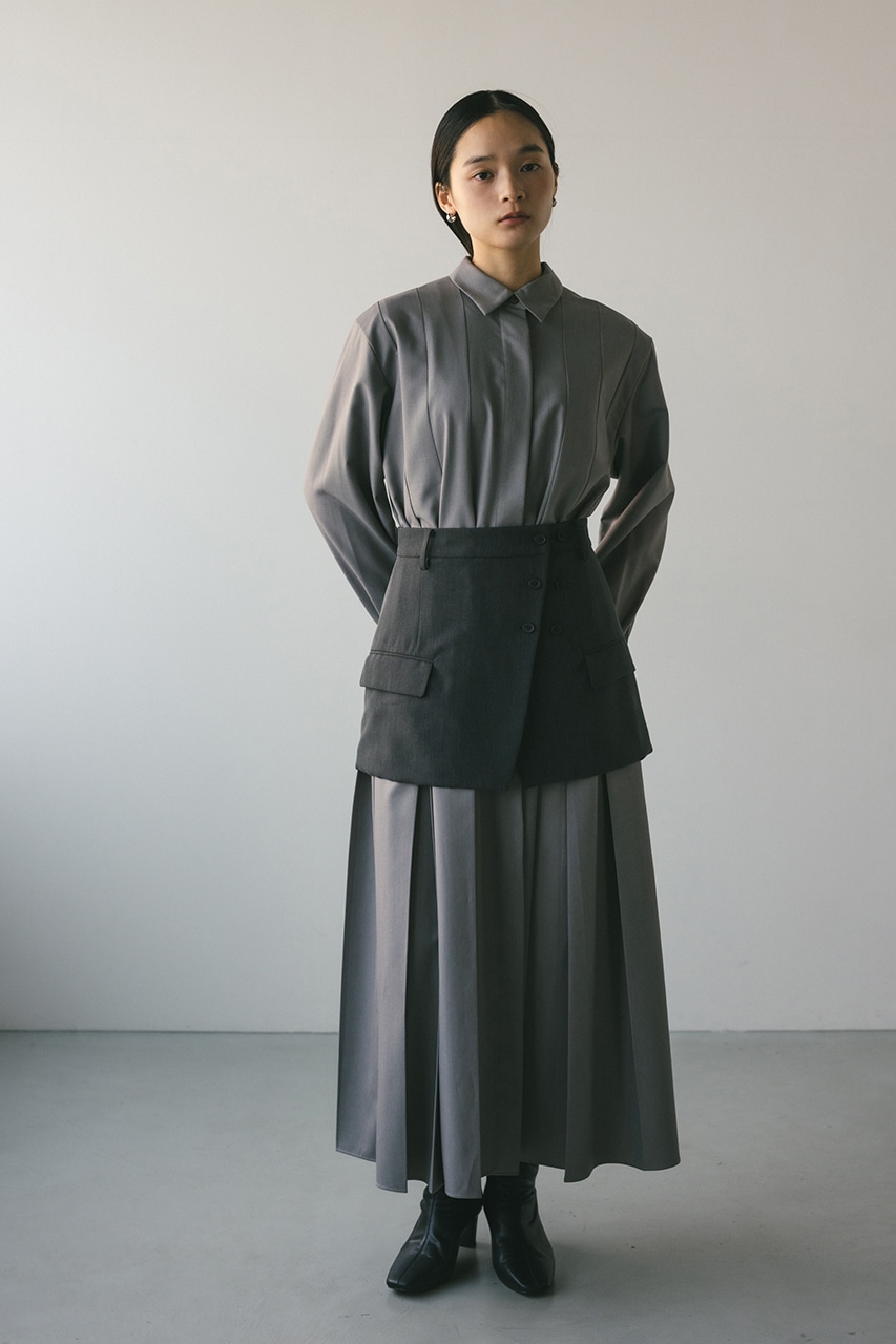 STYLEMIXER | ワイドプリーツシャツワンピース (ワンピース(ロング