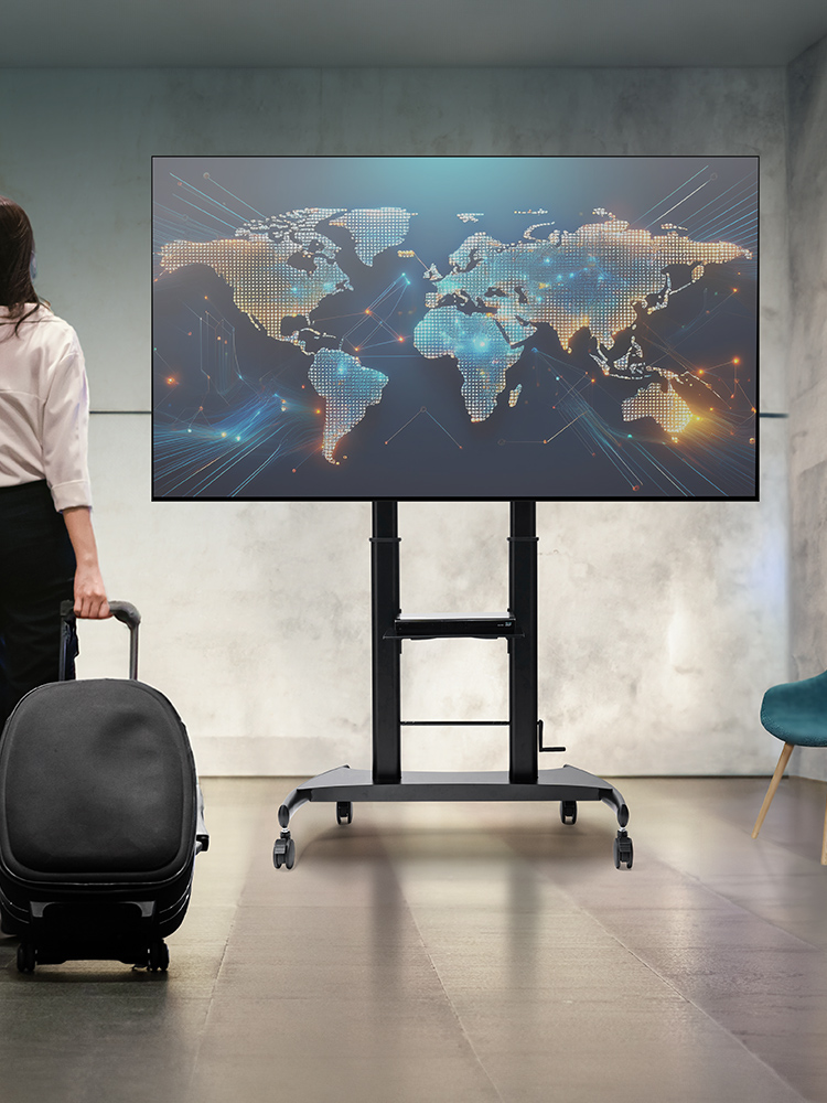 テレビスタンド（キャスター・会議用・大型・電動・昇降・棚・60から84