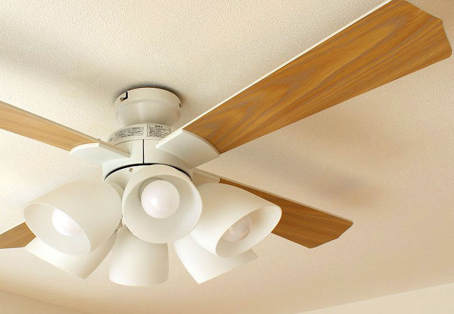 LED 電球色 6灯 東京メタル工業製シーリングファンライト【MFE010