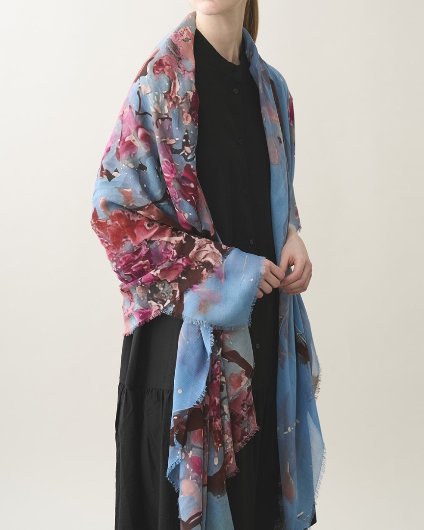 Faliero Sarti マイクロモダール×カシミヤ 大判 グレー ファリエロ