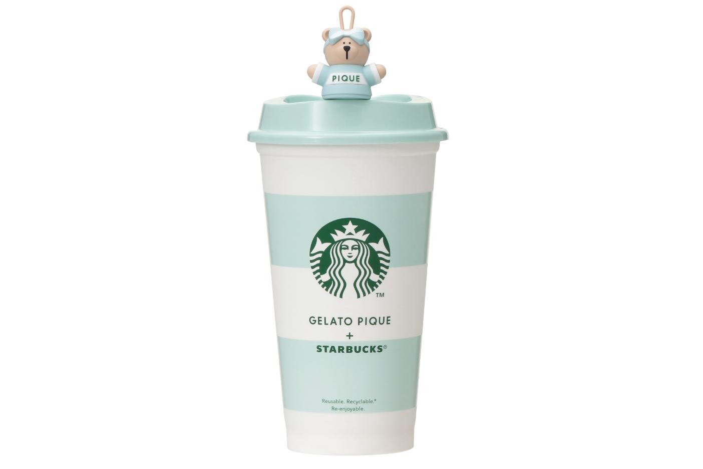 スターバックス×ジェラート ピケ、淡いミントグリーンボーダーのコラボ